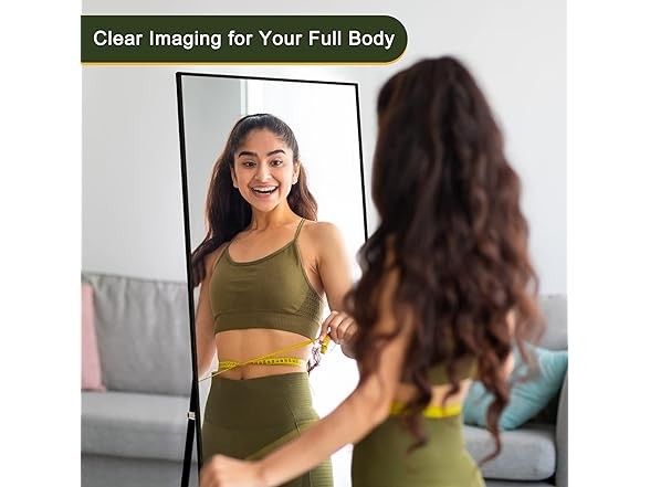 NicBex NicBex Full Length Mirror with Stand, 56 Black (Rectangular) 56"L x 19"W