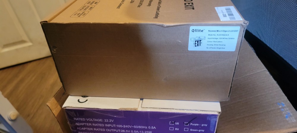 Combo LED Emergency Exit Sign Lighting Fixture with External Lights New-open Box