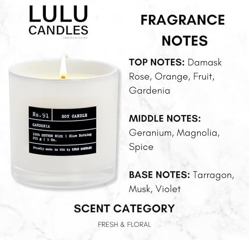 Gardenia Scented Soy Candle 9 Oz
