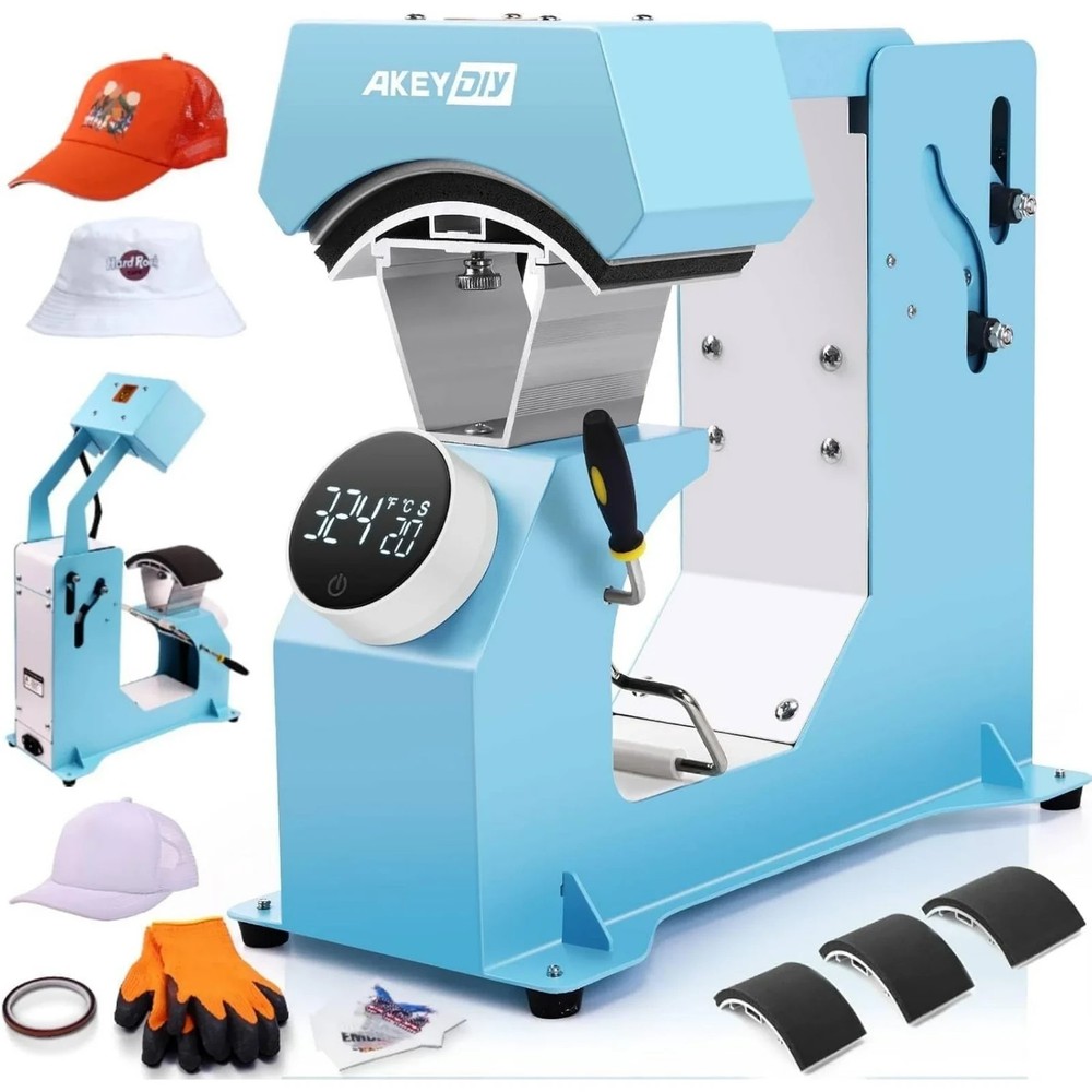 Famous Cap Heat Press Machine, Hat Heat Press with 3pcs Replaceable Heating USA