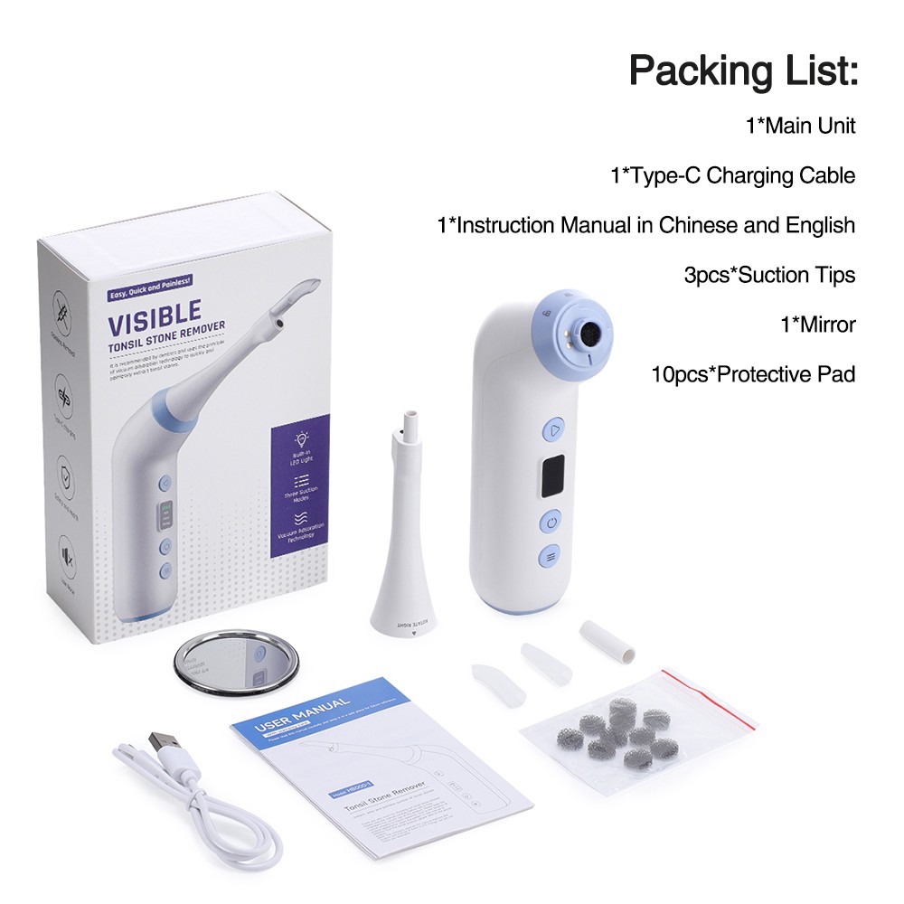 Electronic Visible Tonsil Stone Remover Kit with HD Camera Built-in LED Light