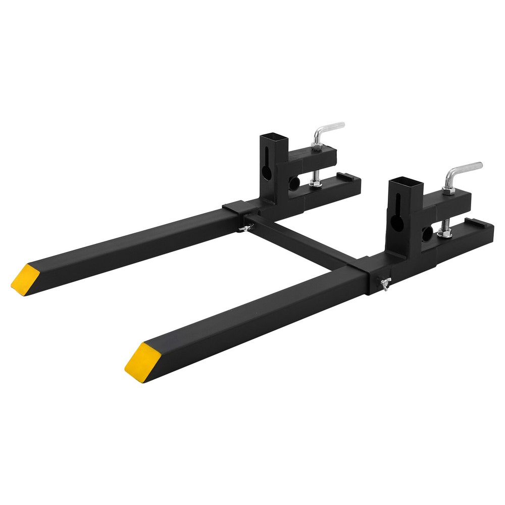 Pallet Forks Clamp on 43" 2000lbs W/ Adjust Stabilizer Bar Quick Attach Tractor