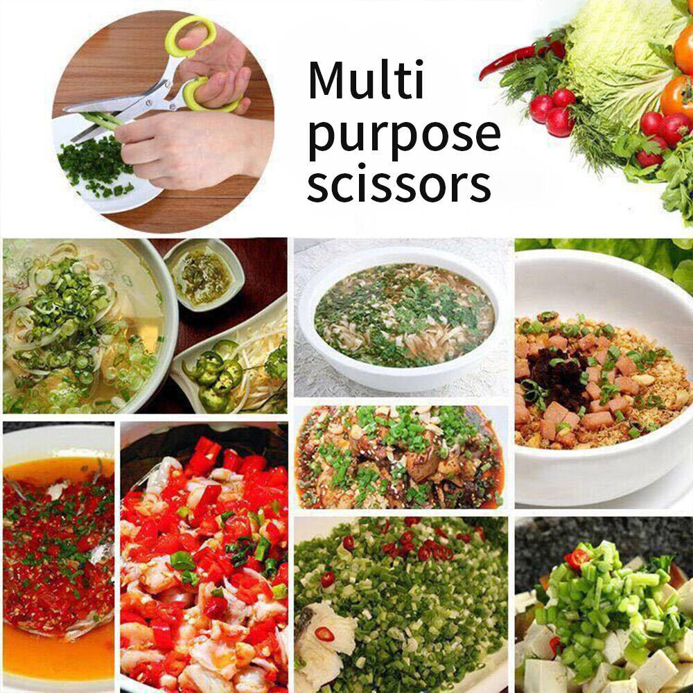 Herb Scissors Chop Herbs Easily with 5 Blade Scissors Onion Cutter Kitchen Tool