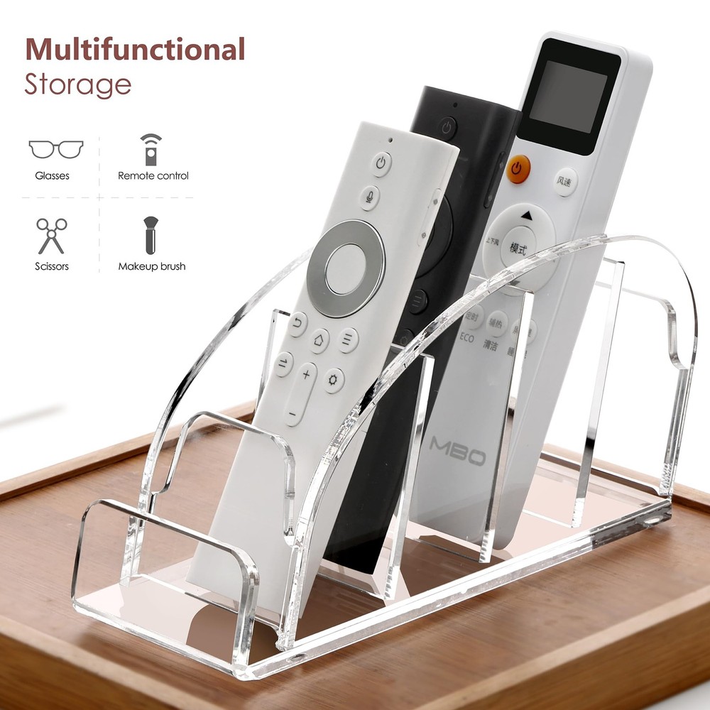 Acrylic 5 Compartments Remote Control Holder, Multi-functional Bedside Couch ...