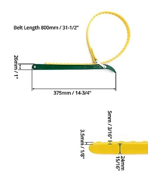 15" Belt Strap Wrench, 2 Pack Multi-Purpose Adjustable Strap Oil Filter Strap