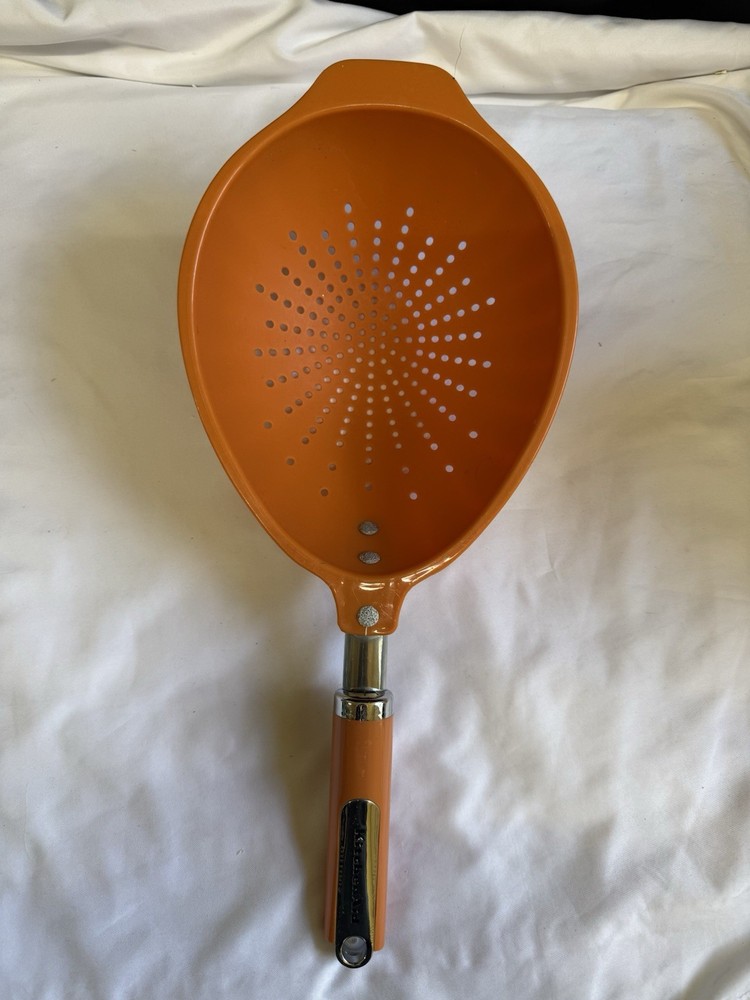 RARE KitchenAid Strainer Plastic Colander Pasta Scoop Handled Orange EUC