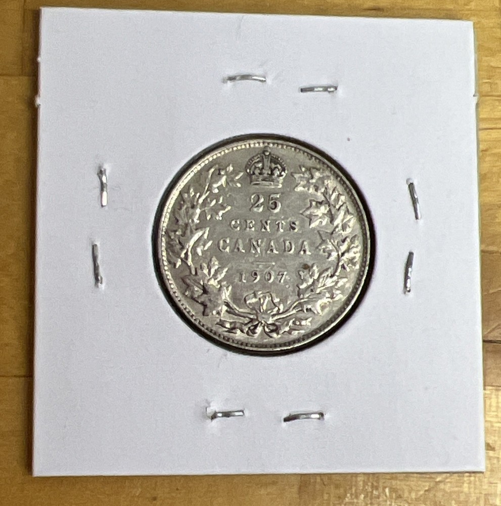 1907 Canada 25 Cents Silver Coin