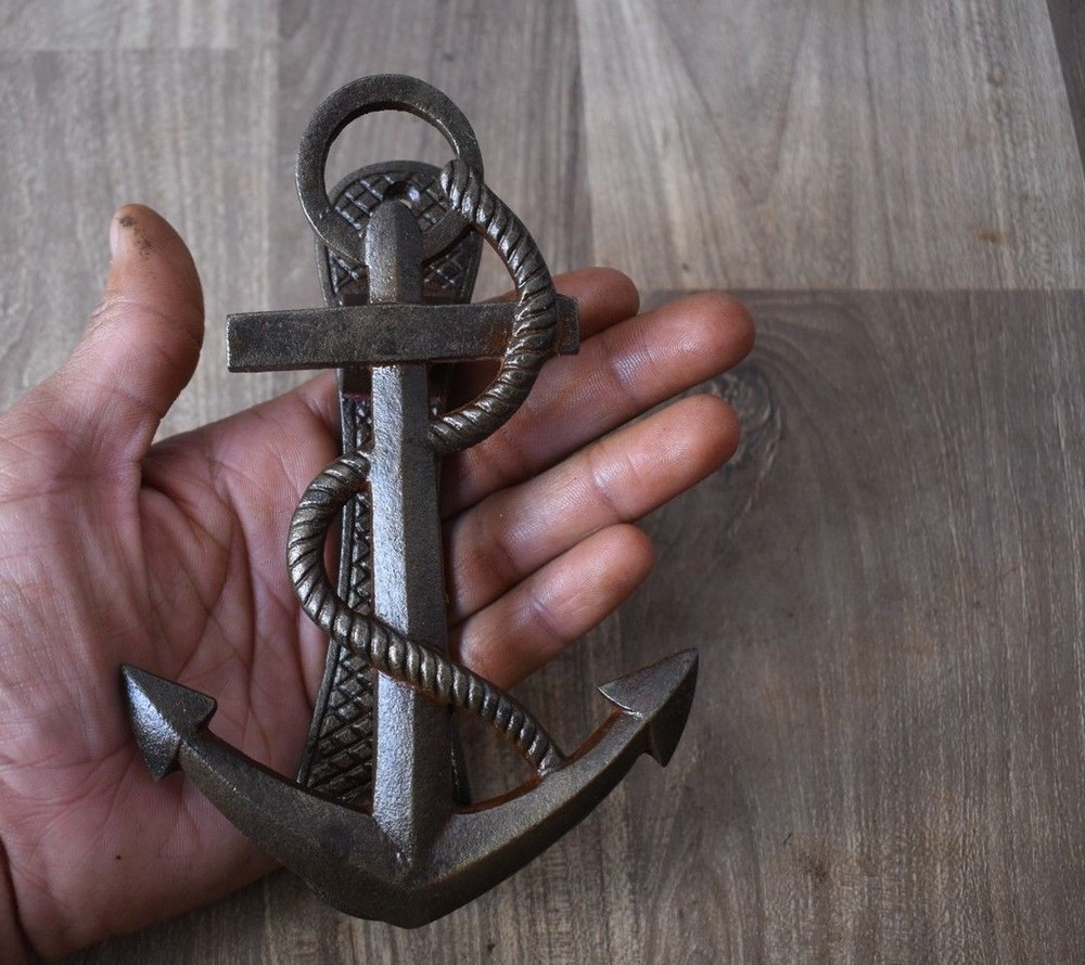 Vintage Victorian Cast iron ANCHER Door Knocker Pull Farm Decor Handle