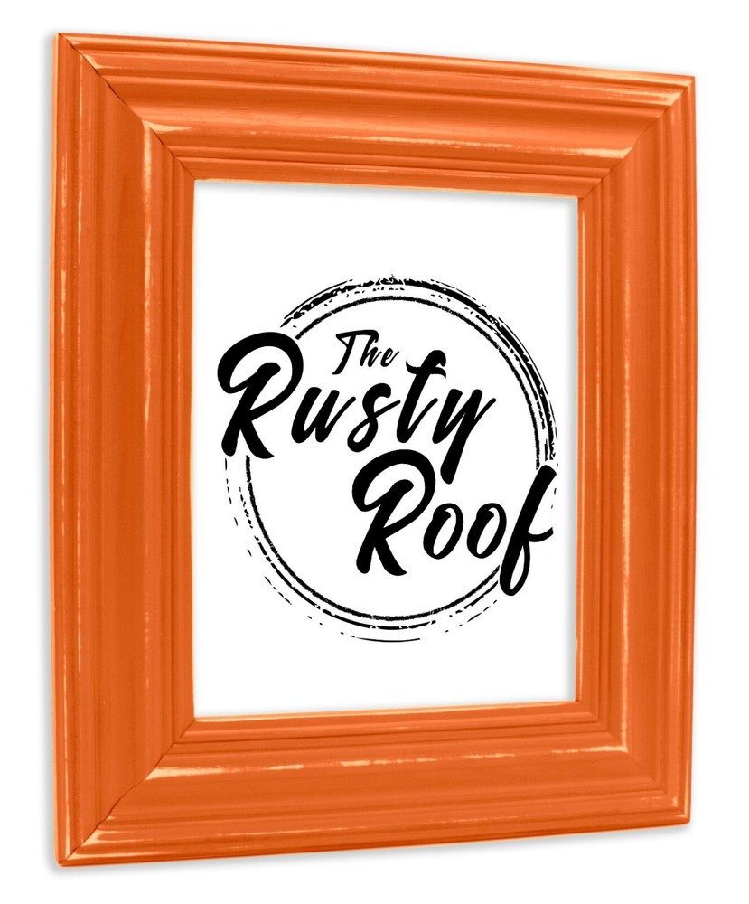 Distressed Walden - Wide Distressed Burnt Orange Picture Frame - Solid Wood