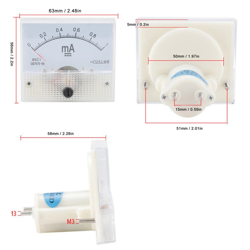 85C1 DC 0~1MA Pointer DC Ammeter Current Measuring Meter Pointer DC Ammeter