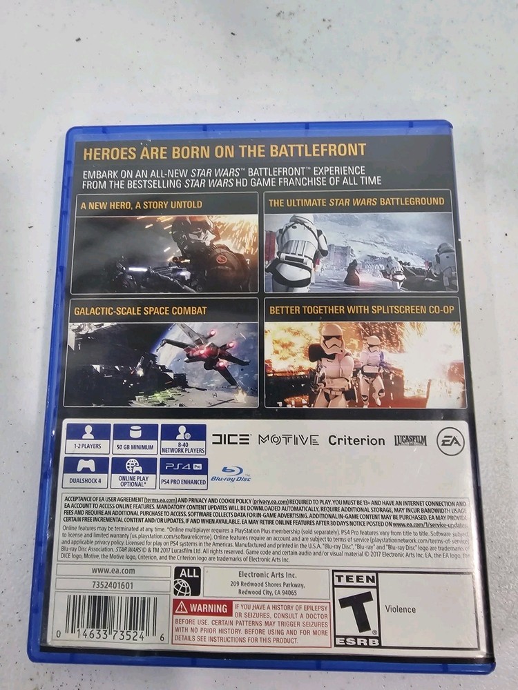 Ps4 Star Wars Battlefront 2 CASE ONLY NO GAME