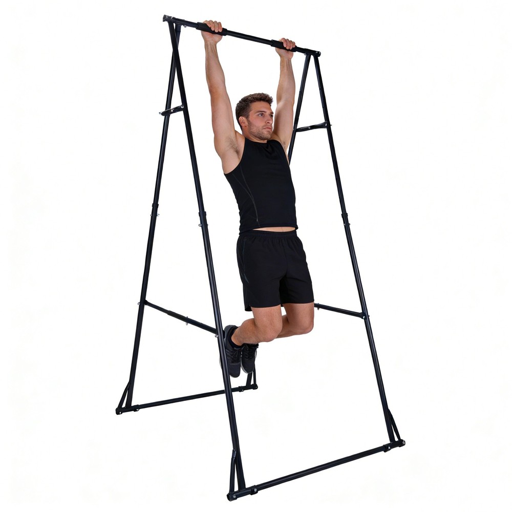 Foldable Multifunctional Exercise Rack Adjustable Pull Up Station for Home Gym