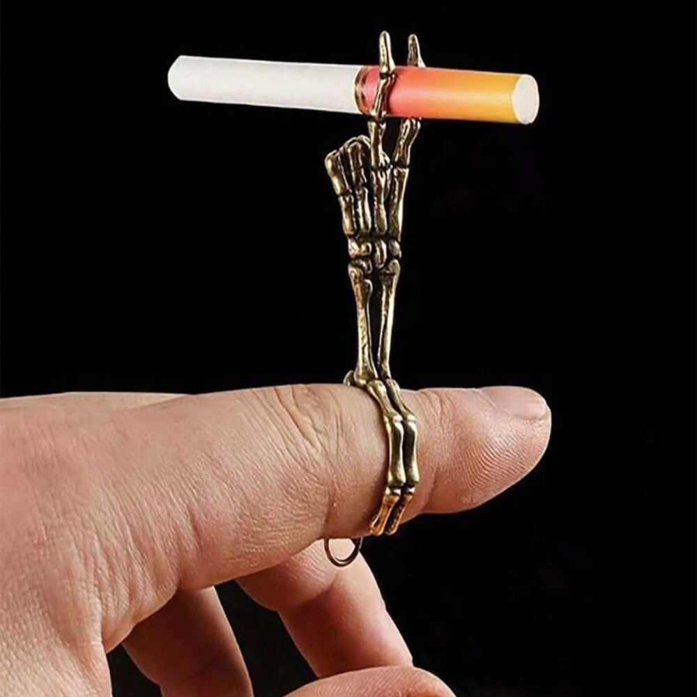 Cigarette Holder Skull Pattern Vintage Adjustable Prevent Hand Burn Ring Holder