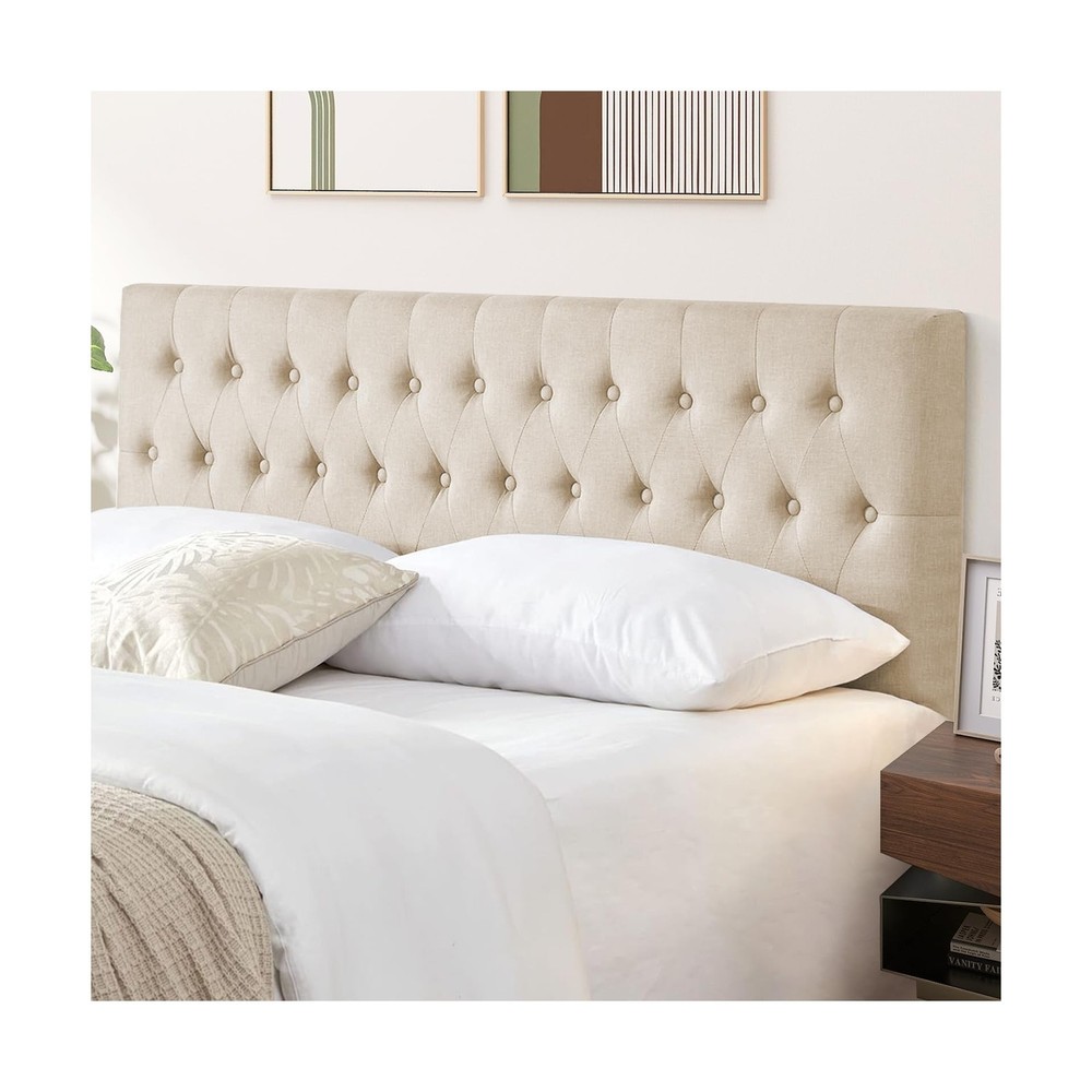 Kingfun Tufted Upholstered Queen Size Bed Headboard in Modern Button Design, ...