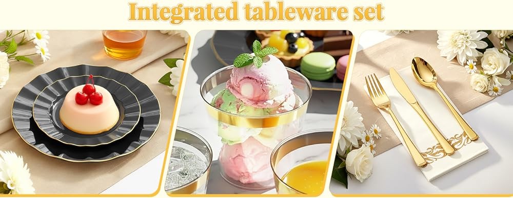 175 Plastic Dinnerware Set Party Supplies Disposable Dinnerware for 25