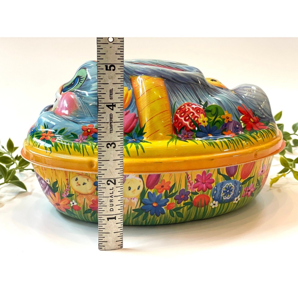 Vintage Kitsch Easter Bunny Basket: Plastic Egg Rabbit Spring Decor
