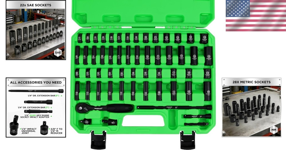 Professional SAE & Metric Socket Set with Ratchet