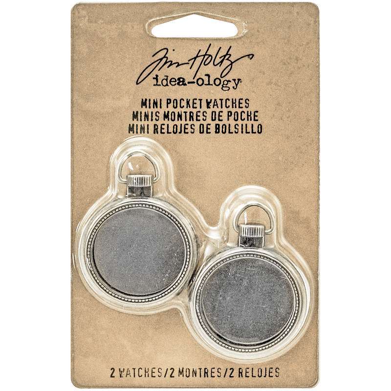 Idea-Ology Mini Pocket Watch Frames 1" 2/Pkg Antique Nickel