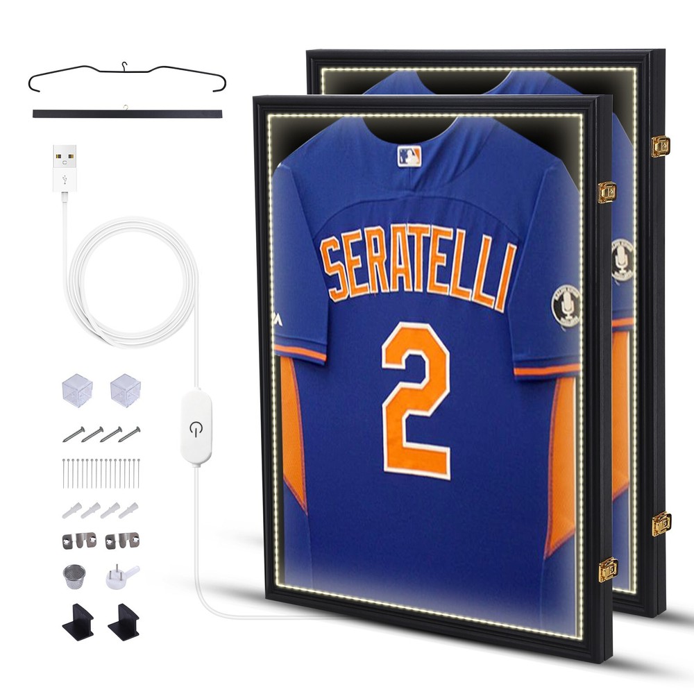 Jersey Frame, Jersey Shadow Box Display Case Jersey Frame Display Case w/LED 2PC