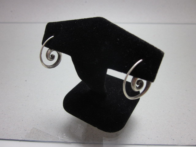 Fine silver earrings solid hill tribe ethno vintage Spirale Argento ORECCHINI