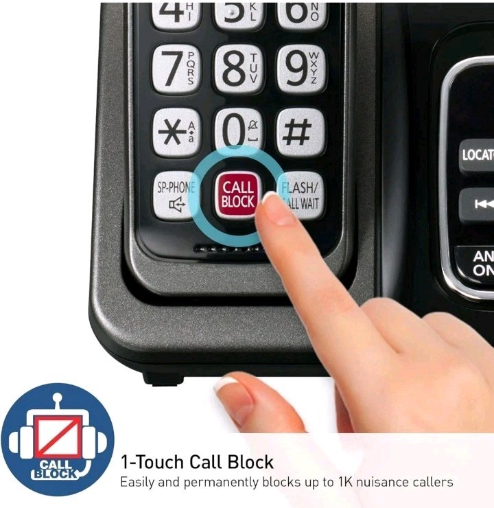 Panasonic Cordless Landline Phone 2 Handsets Advanced Call Blocking Features