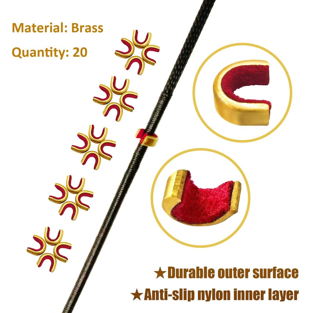 Archery Bow String Nocking Points Set – 20 Pcs Brass Nocking Points and Plier...
