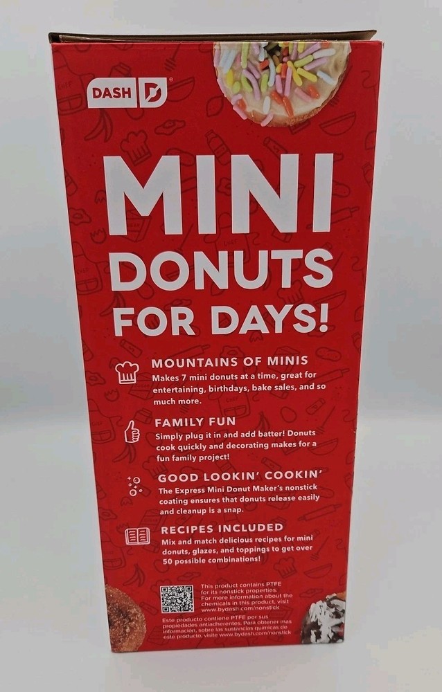 Dash Express Mini Donut Maker – Aqua – 7-Cavity Nonstick Doughnut Maker- NEW