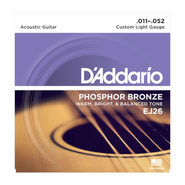 D'Addario EJ26-3D, 3-Pack Custom Light Gauge Phosphor Bronze Strings, .011-.052