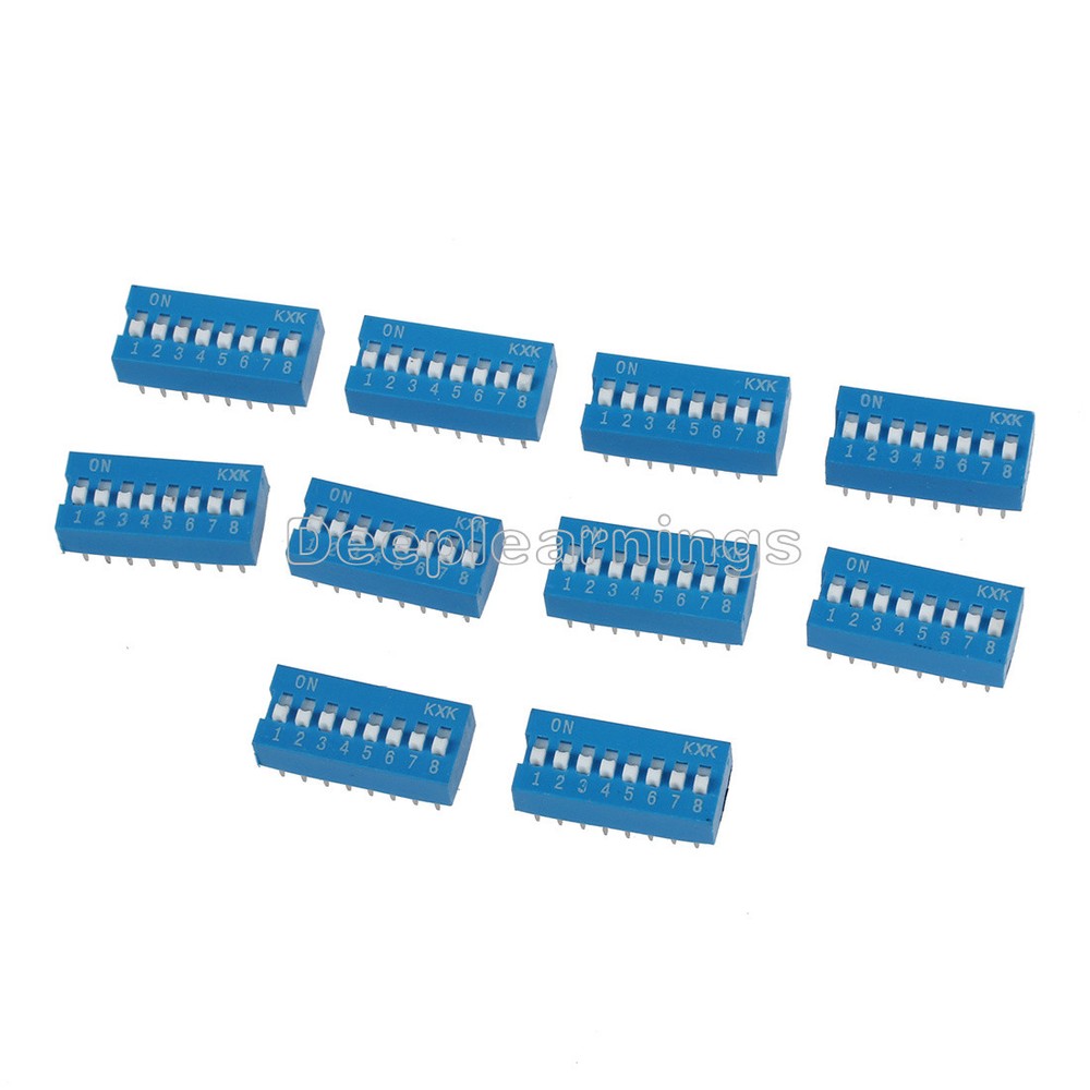 5 PCS Slide Type Switch Module 2.54mm 8-Bit 8 Position Way DIP Blue Pitch