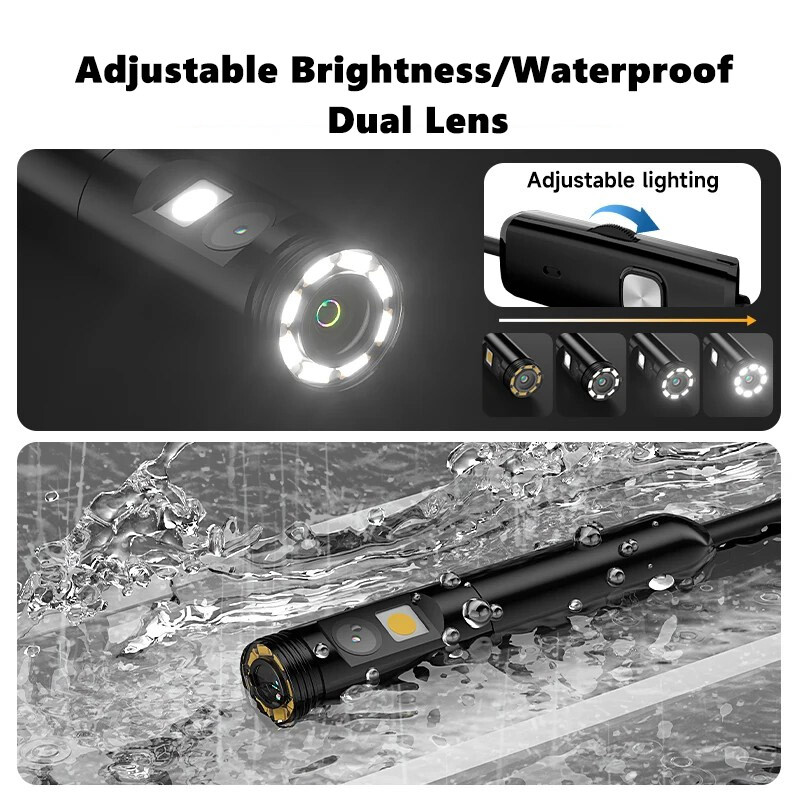 Dual Lens Borescope Endoscope Inspection Camera for iPhone iPad Samsung Android