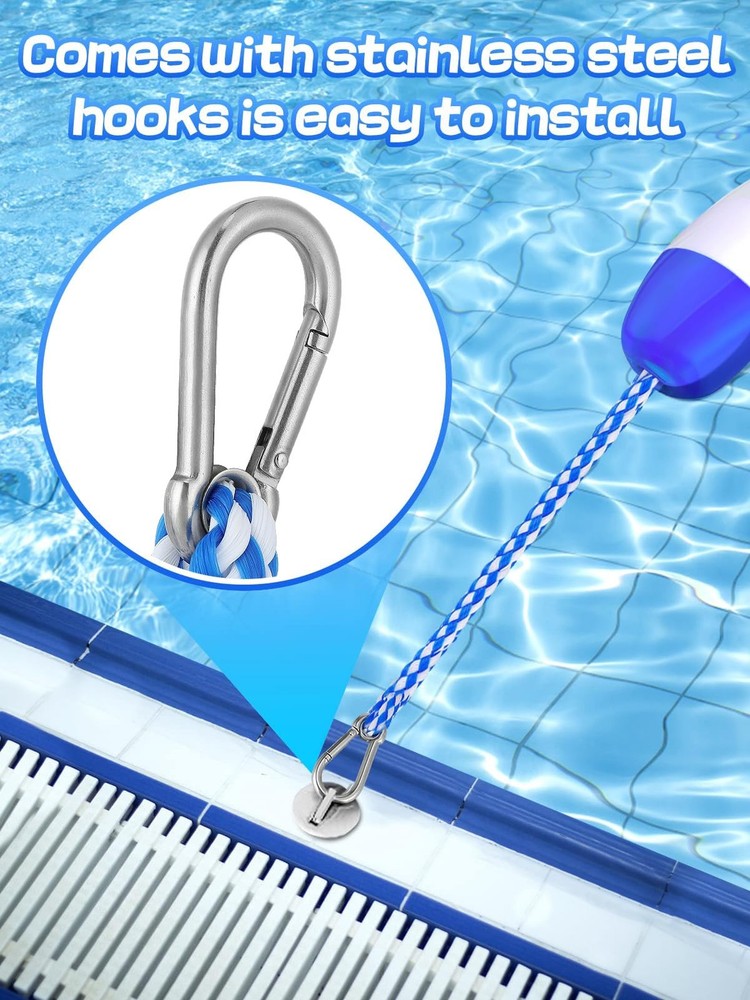 16ft -20ft Adjustable Pool Safety Rope with Floats, Floating Pool Divider-