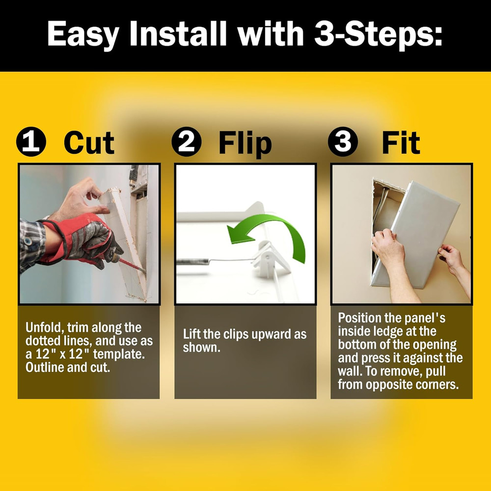 ™ Plastic Access Panel 12X12 Inches with Spring Click Technology - No Tools Requ