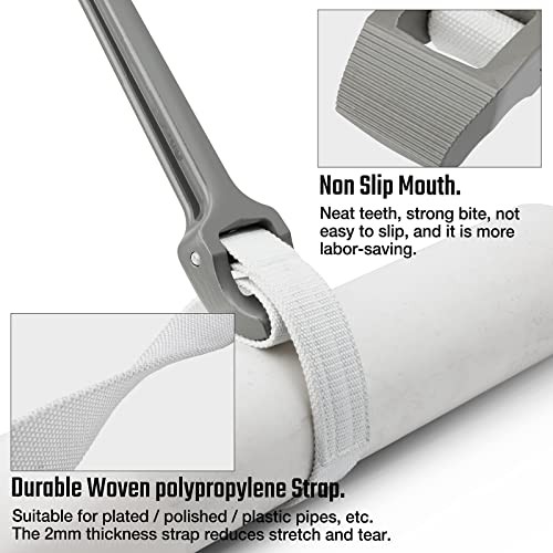 Strap Wrench 18" Handle, Adjustable Nylon Strap Pipe Wrenches, 18 Inch Grey