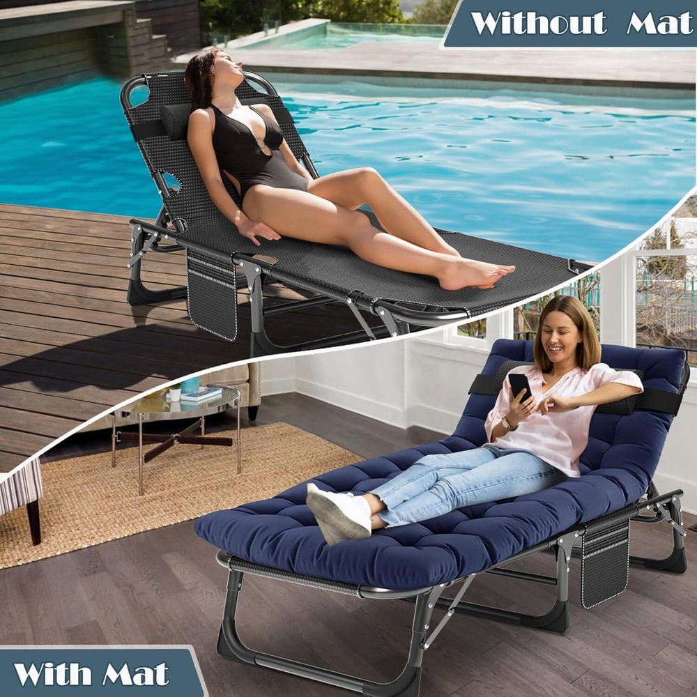 SLSY Folding Cot Adjustable 5-Position Folding Lounge Chair Sleeping Cot Bed