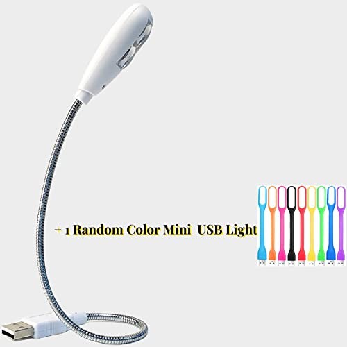 LED USB Reading Lamp Light with 2-Brightness Dimmable Setting, Flexible White