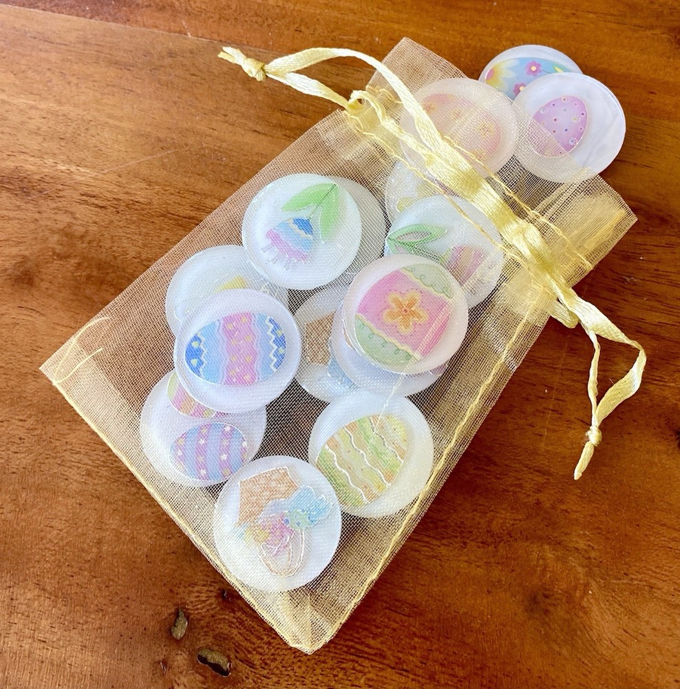 15pc 1” Handmade Fridge Magnet Set ~ EASTER ~ EGGS ~ BASKET ~ Flowers ~ SPRING
