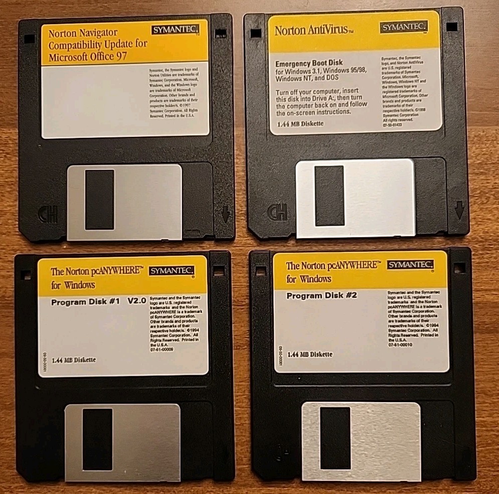 Vintage Norton PC Anywhere Program Disks Emergency Boot Disk Symantec Windows