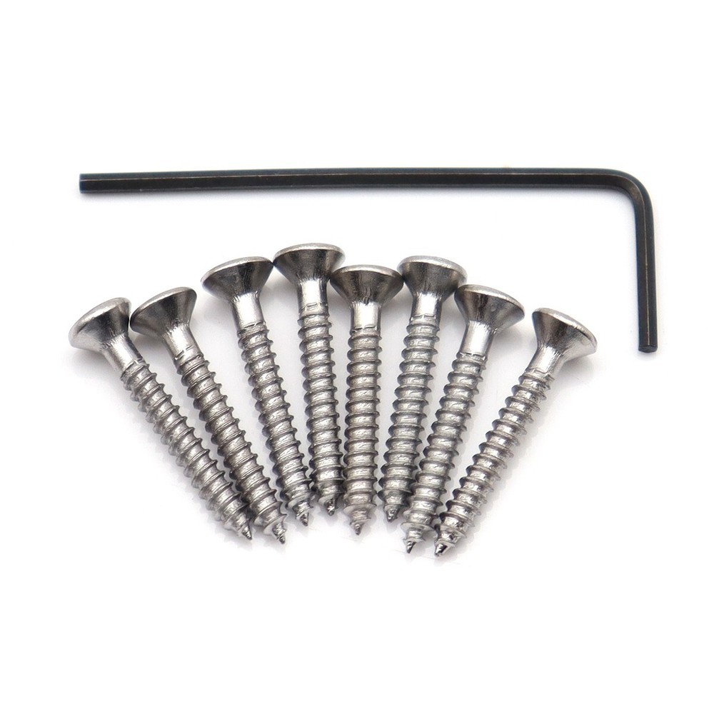 6String Metal Fixed Bass Bridge L-Shaped Saddle Bridge Top Load Tailpiece Silver