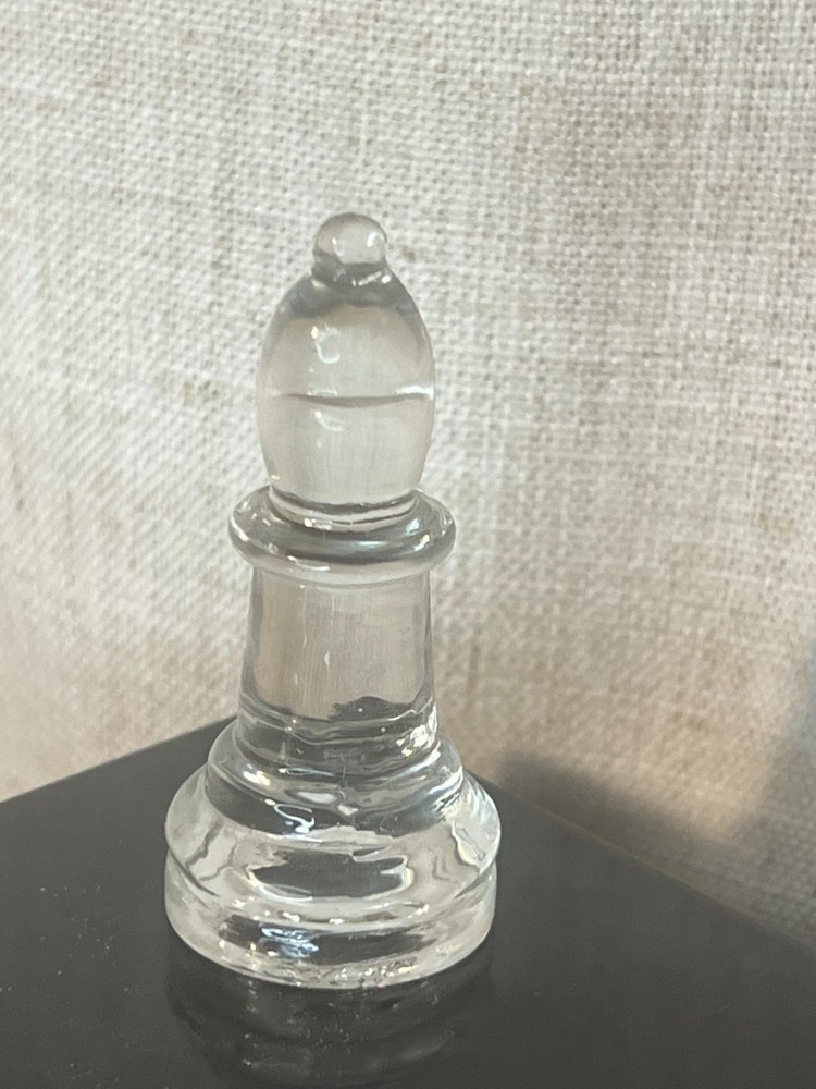 Vintage GLASS CHESS SET Replacement Game Piece~Clear Bishop