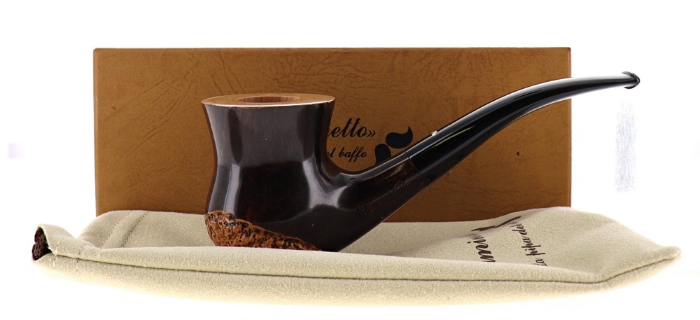 Caminetto 07.43 pipe, partially rusticated, freehand bent shape