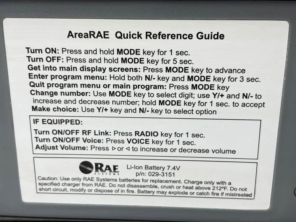 Pre Owned | Rae AreaRAE PGM-5020-Multiple Gas / Multiple Sensor Only - Black