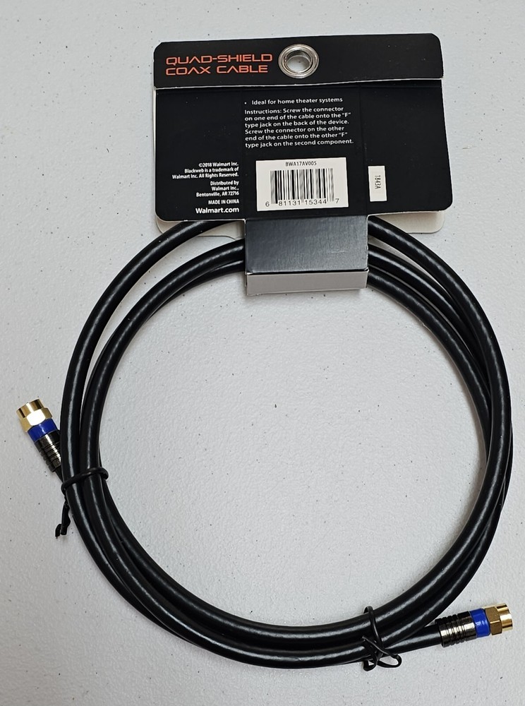 Blackweb Quad-Shield Coaxial Cable, 6' M22D