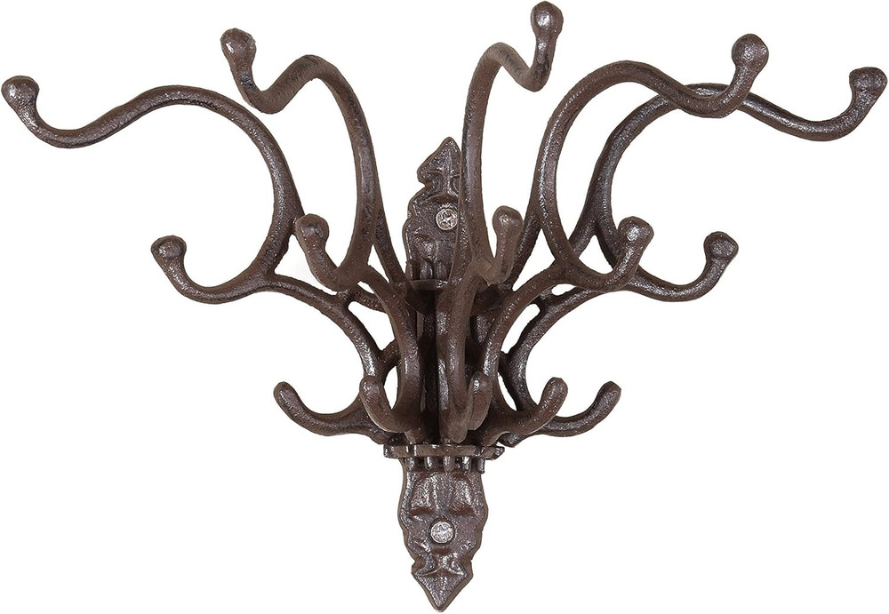Antique Cast Iron Wall Hooks in Rust Finish