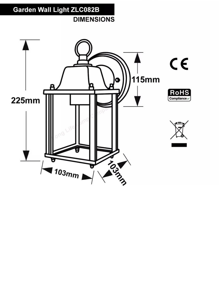 Wall Lantern Lamp Light 8” tall LFP801147