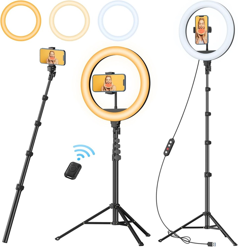 TODI 12" Ring Light with 63" extendable Tripod Stand, Selfie RingLight with Phon
