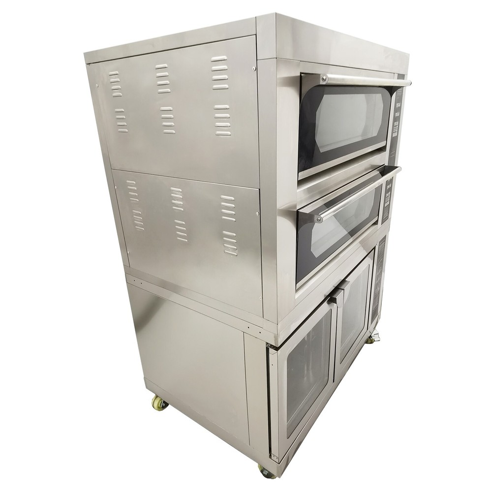 220V Electric Triple Pizza Oven 4 Baking Sheets With Dough Fermentation Box