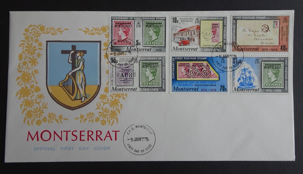 Montserrat Postage Stamp Centenary First Day Cover dated 1976
