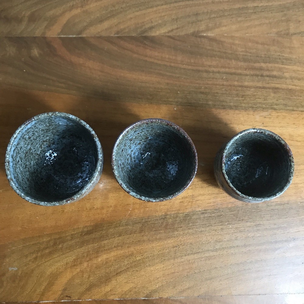 Japanese Style Studio Pottery Glazed Nesting Cups
