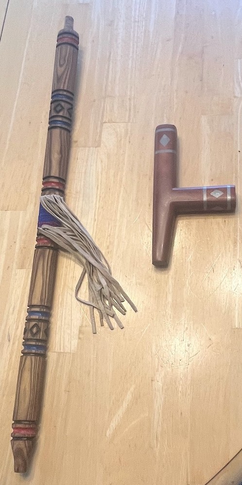 Catlinite Pipe signed "Crow" with symbol