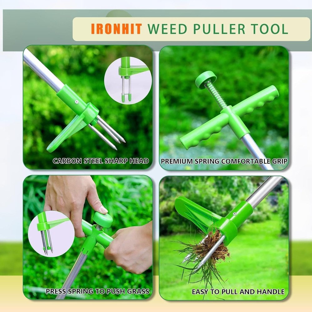 Weed Puller Stand Up Weed Tool with Handle Garden Outdoor Root Remover Killer